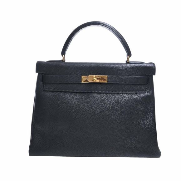 Hermès Handbags - Hermès Kelly 32 Black Leather Handbag (Pre-Owned)